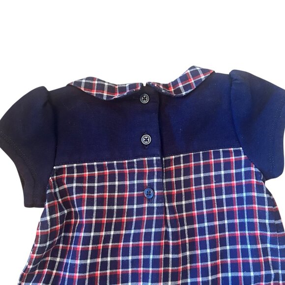 Janie and Jack Navy Gingham Preppy Peter Pan Collar Dress 6-12 Months - Picture 5 of 5